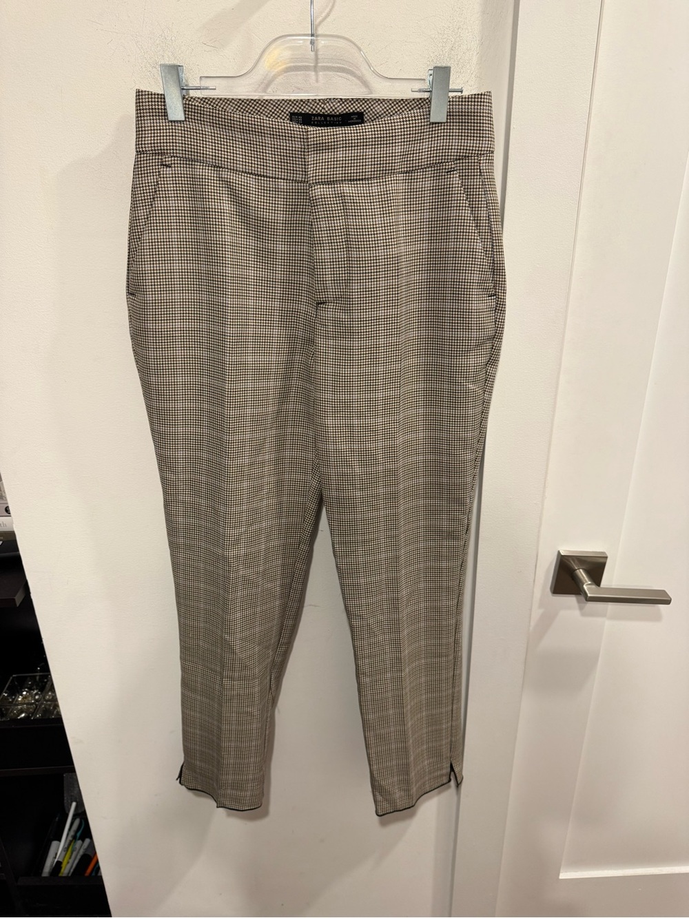 Zara Brown Plaid Slim Trousers